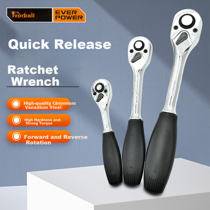 EVER POWER Ratchet Wrench, Small And Large Sockets, Flying Wrench, Medium Flying Gear, Quick-Release Mechanism, Fast Labor-Saving Plate, 405311