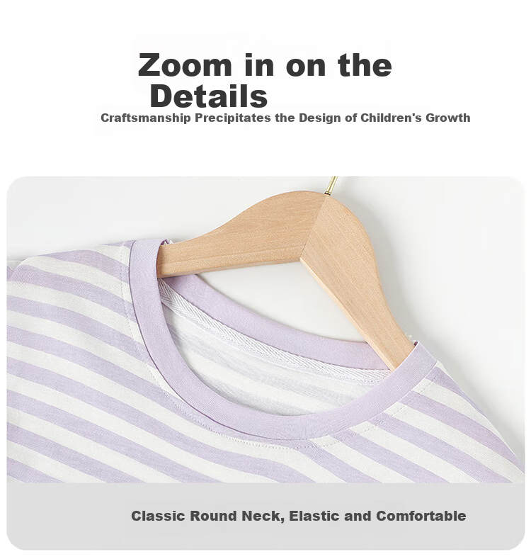Bingxuemumian Children's Pajamas for Girls, Summer Pure Cotton Class A Thin Set, Short-Sleeve Shorts Round Neck Home Air Conditioning Wear Two-Piece Set 9