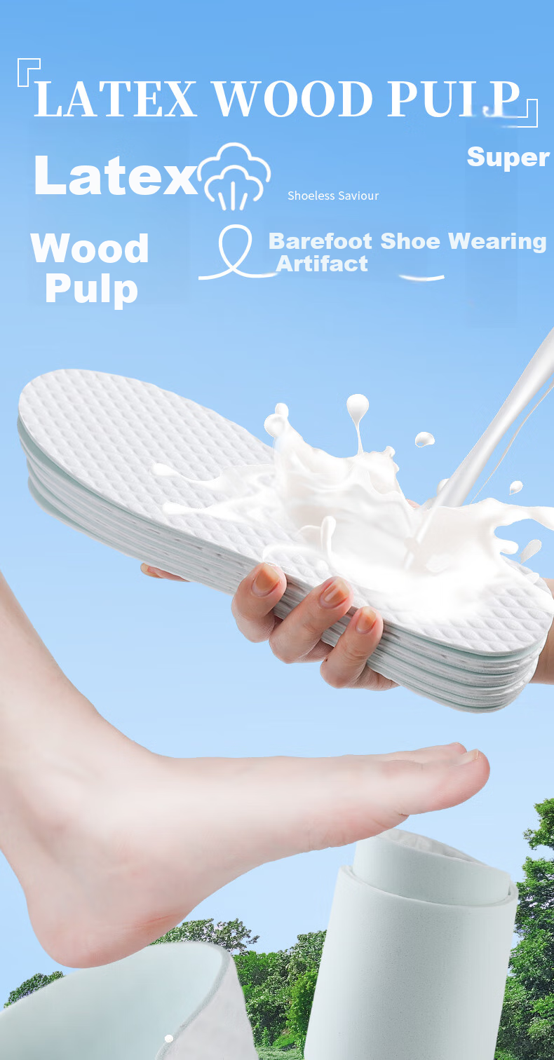 FOOTOPPO Latex Insoles for Women, Thin Summer Single Shoes, Ultra-Thin Soft Sole Disposable Breathable Sweat-Absorbing Sports Thin Shoe Insoles for Me 1