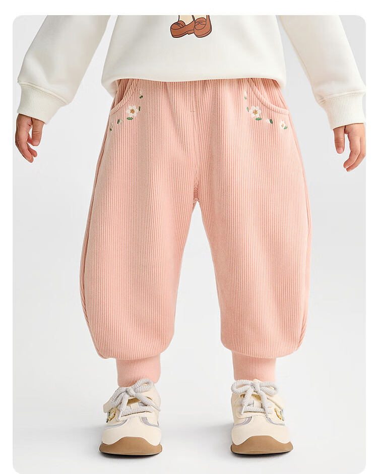 BALABALA [Same As in Mall] Baby Long Pants, Fleece-Lined Thickened Joggers, Winter Girls' Trousers 12