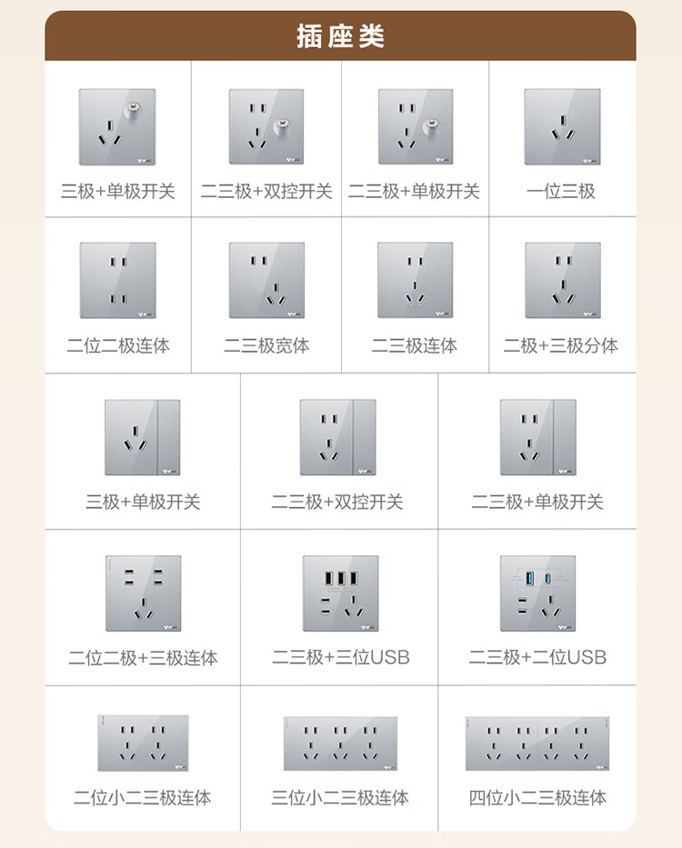 BULL Vintage Switch Socket Acrylic Ultra-thin Panel 2-Port Cat6 Computer Socket G70T222 Moon Shadow Gray 2