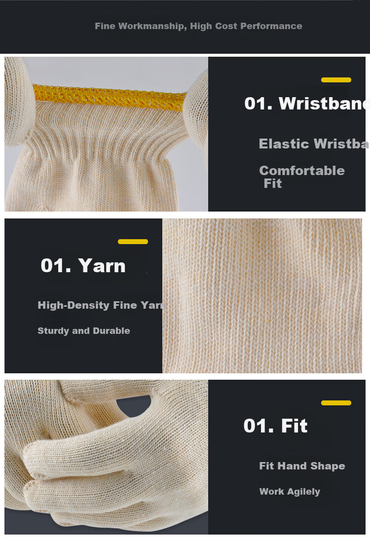 Ams Safety Gloves, Nylon Cord, Non-Slip, Wear-Resistant, Thickened, for Car Repair, Farm Work, Construction Site, Bricklaying, Labor Work, Protective Gear, White, 600N [Genuine Product], 60 Pairs 5