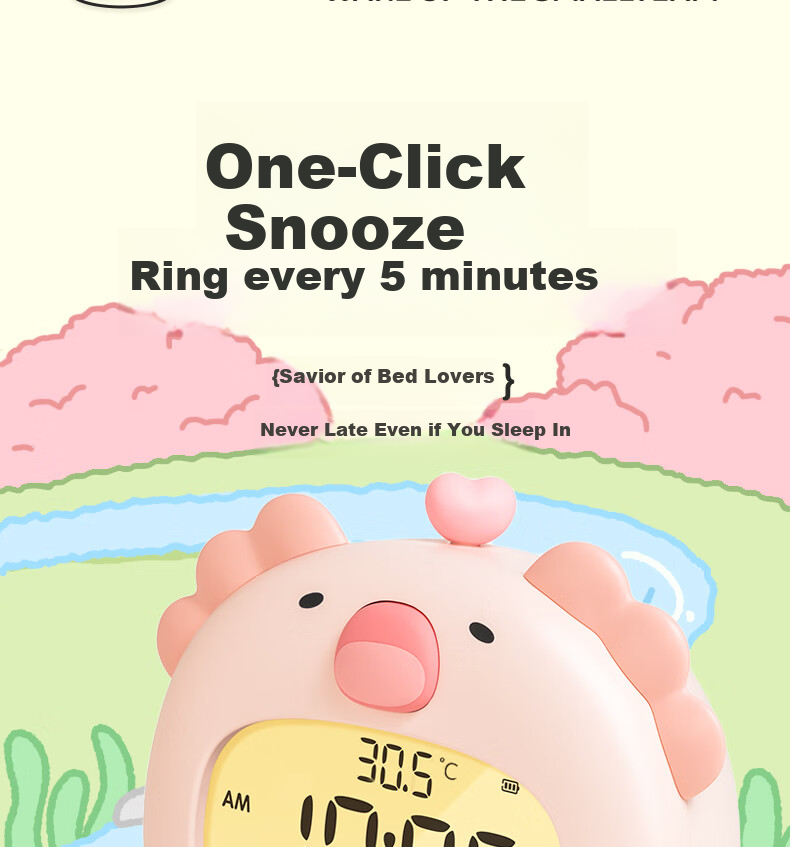 BANDIAN ORIGINALLITY Cute Smart Alarm Clock for Students' Wake-Up, Cartoon Desktop Electronic Timer for Boys And Girls, Back-To Season Gift 9