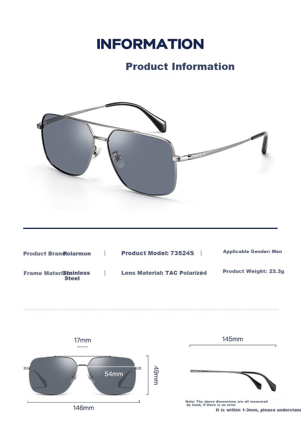 PARIM Sunglasses for Men, Polarized UV Protection Glasses, Square Large Frame Sunglasses, Trendy Driving Glasses, Sun Protection Fishing Glasses 12