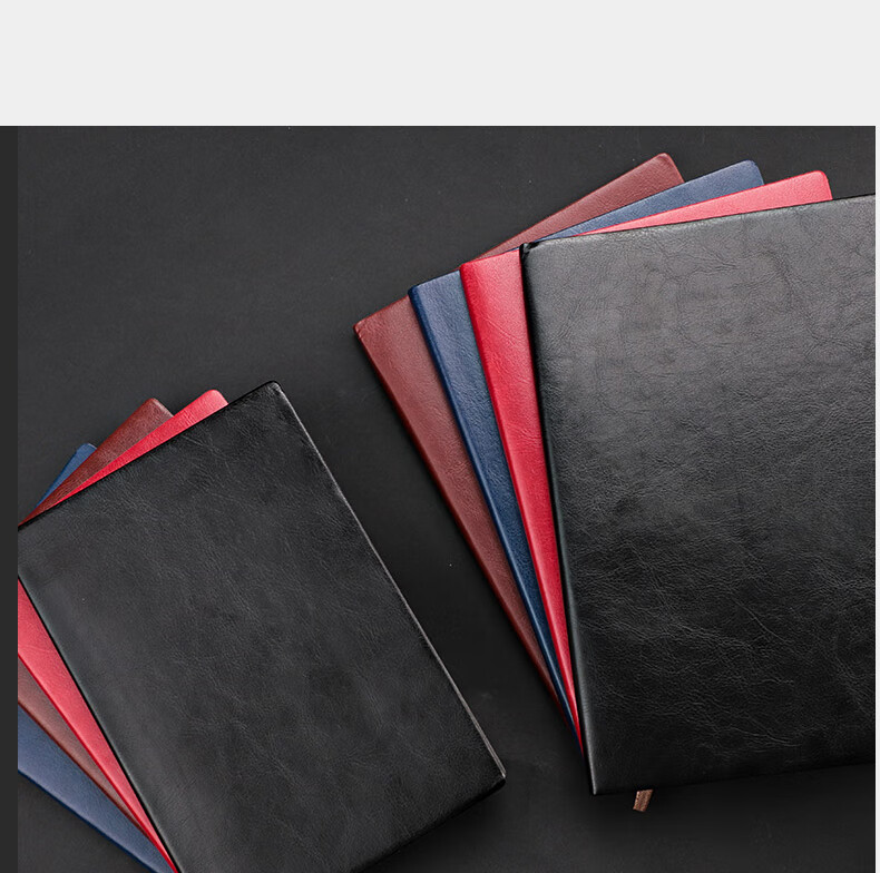 Xuchen Stationery Soft Leather B5 Black Cover Notebook 100 Sheets 200 Pages Memo Book Business Office Meeting Record Book Student Exam Writing Notebook Customizable Logo 9