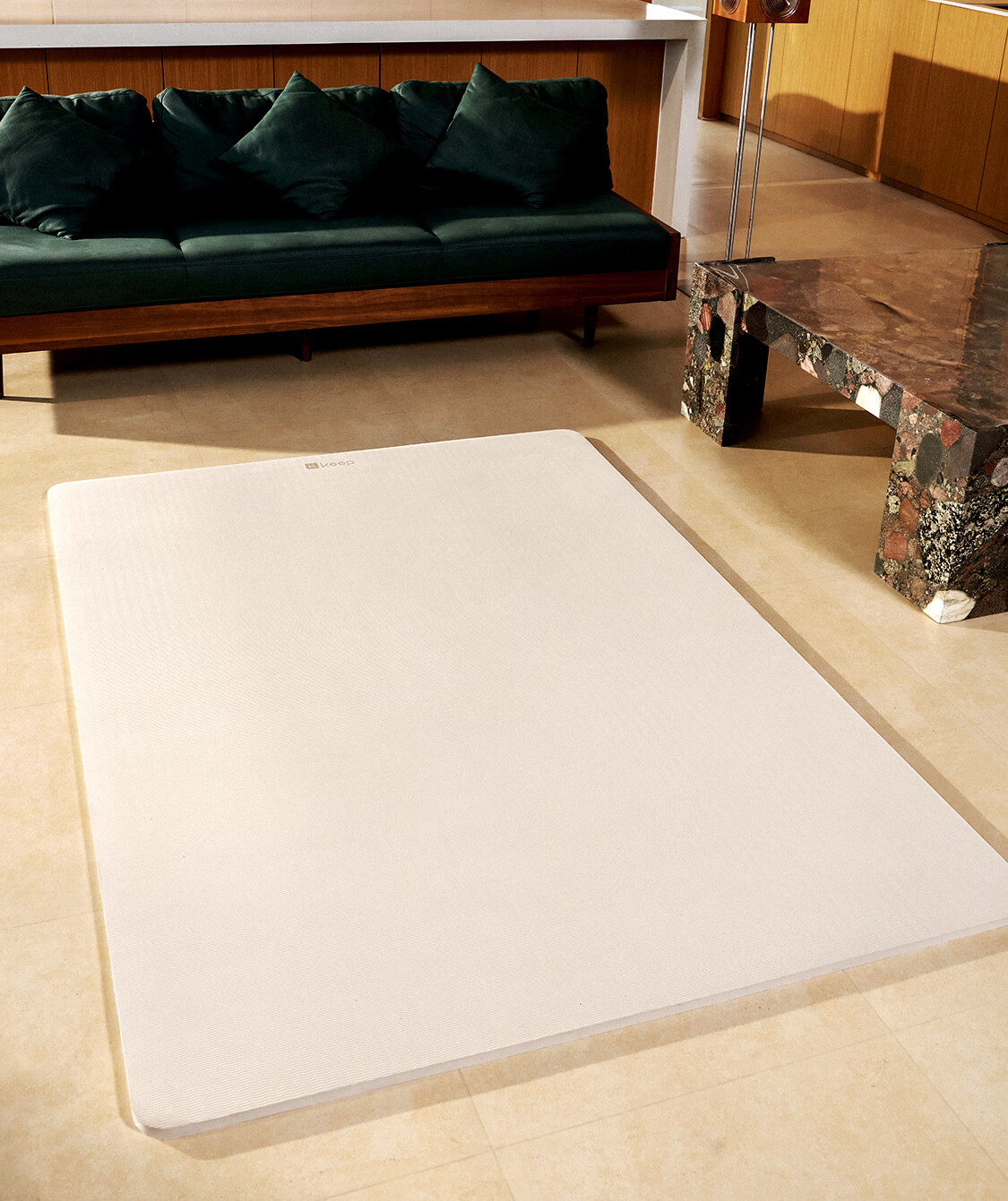 Keep Double Extra Large Yoga Mat Thickened Shockproof Silent Home Fitness Mat 100cm*200cm*9mm Oat White 6