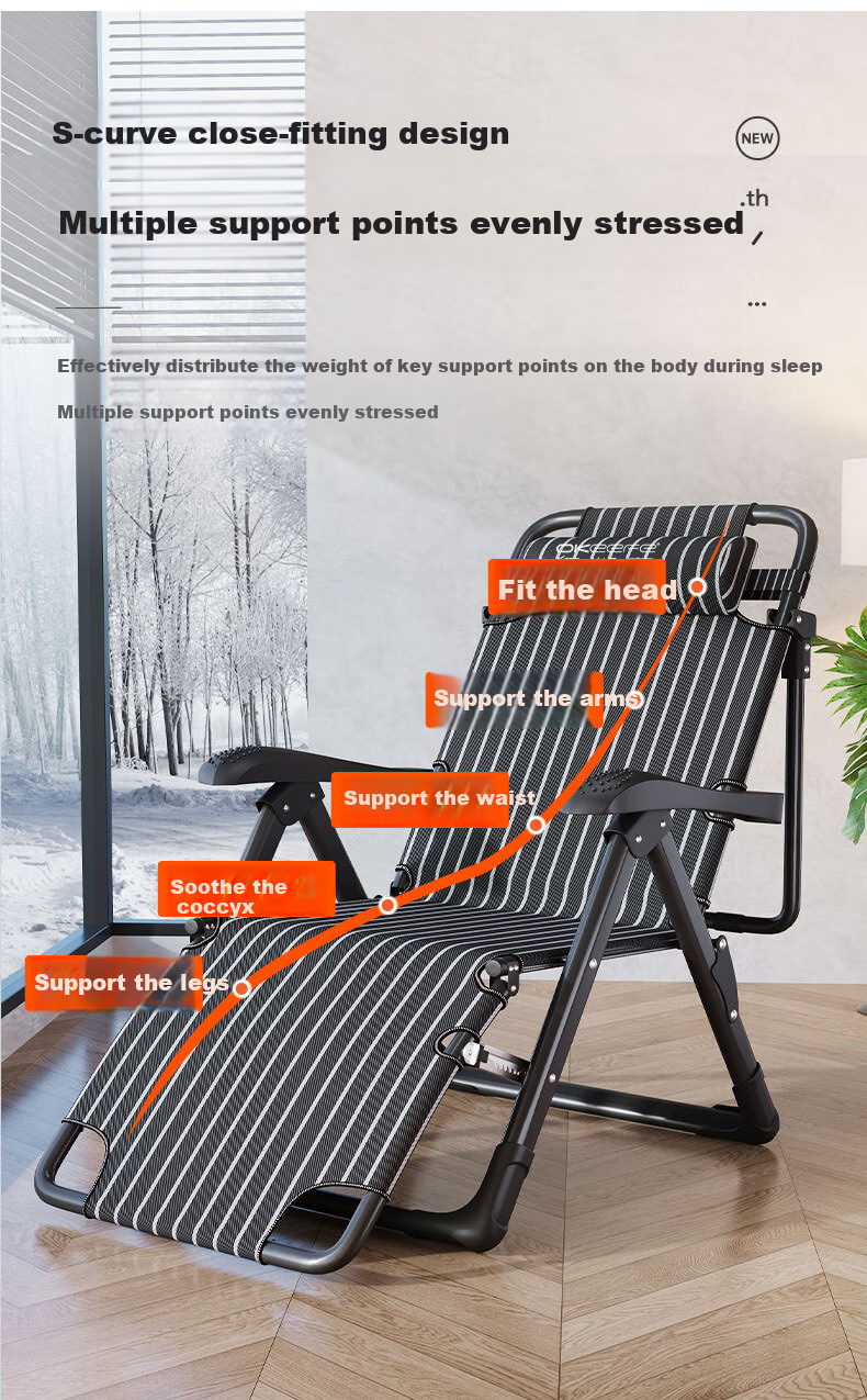 OKeefe Folding Bed, Lounge Chair, Office Nap Bed, Single Bed, Nap Chair, Accompanying Care Bed, Folding Chair, Camp Bed, Thickened Cotton Pad 6