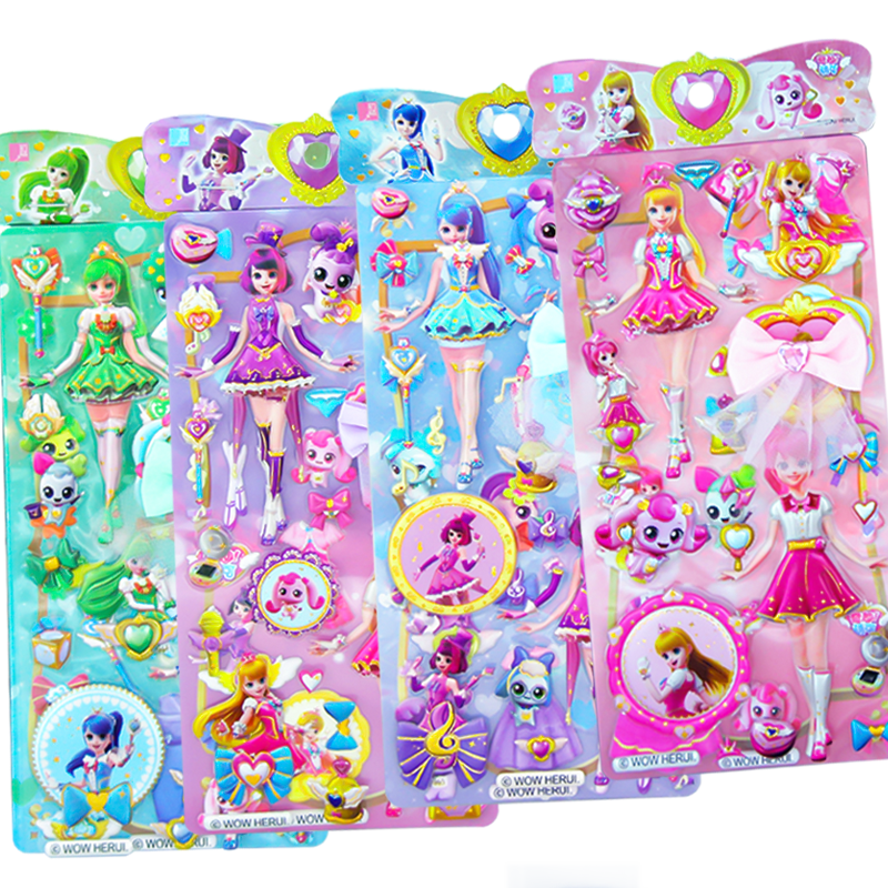 Chuge Children's Stickers, Decals, Toy Dress-Up Stickers, Girl Princess Anime 3D Bubble Stickers, Cute And Adorable Puzzles