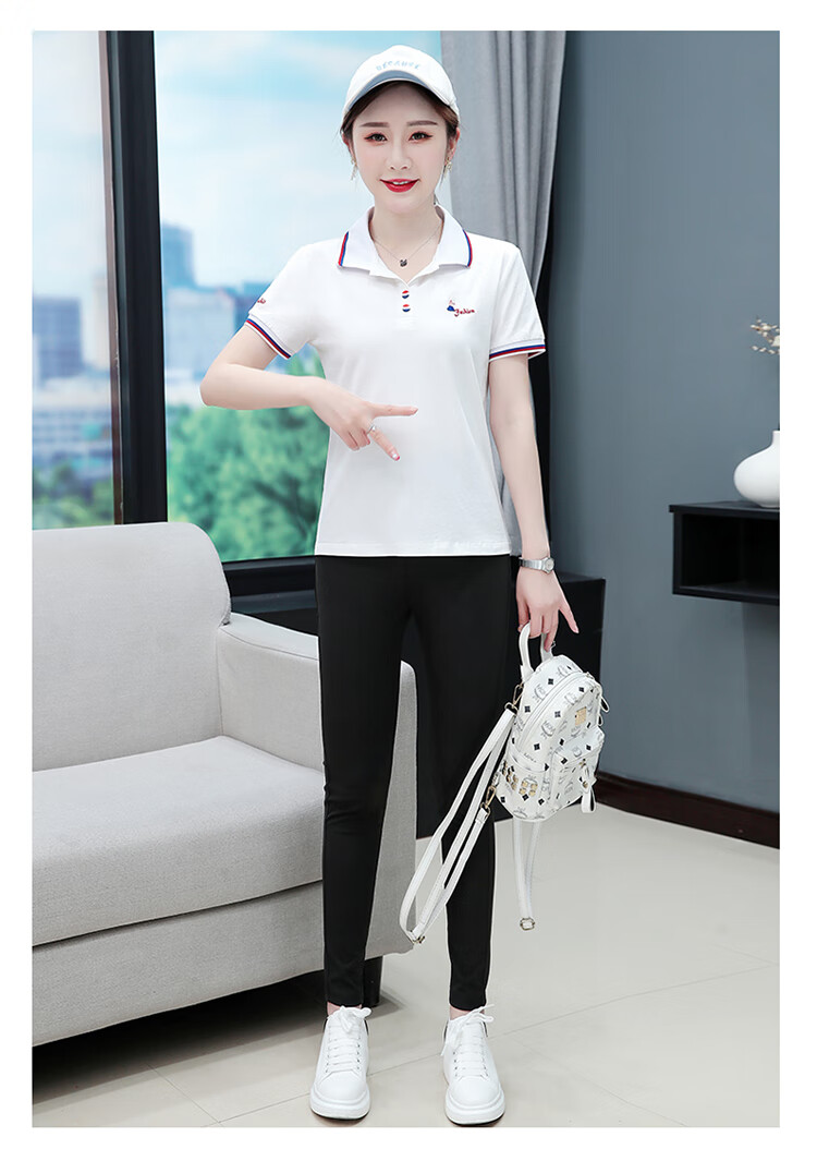 Woodpecker Women's Pure Cotton Short Sleeve T-Shirt Summer Printed Slim Fit Shoulder Polo Shirt Red XL 14