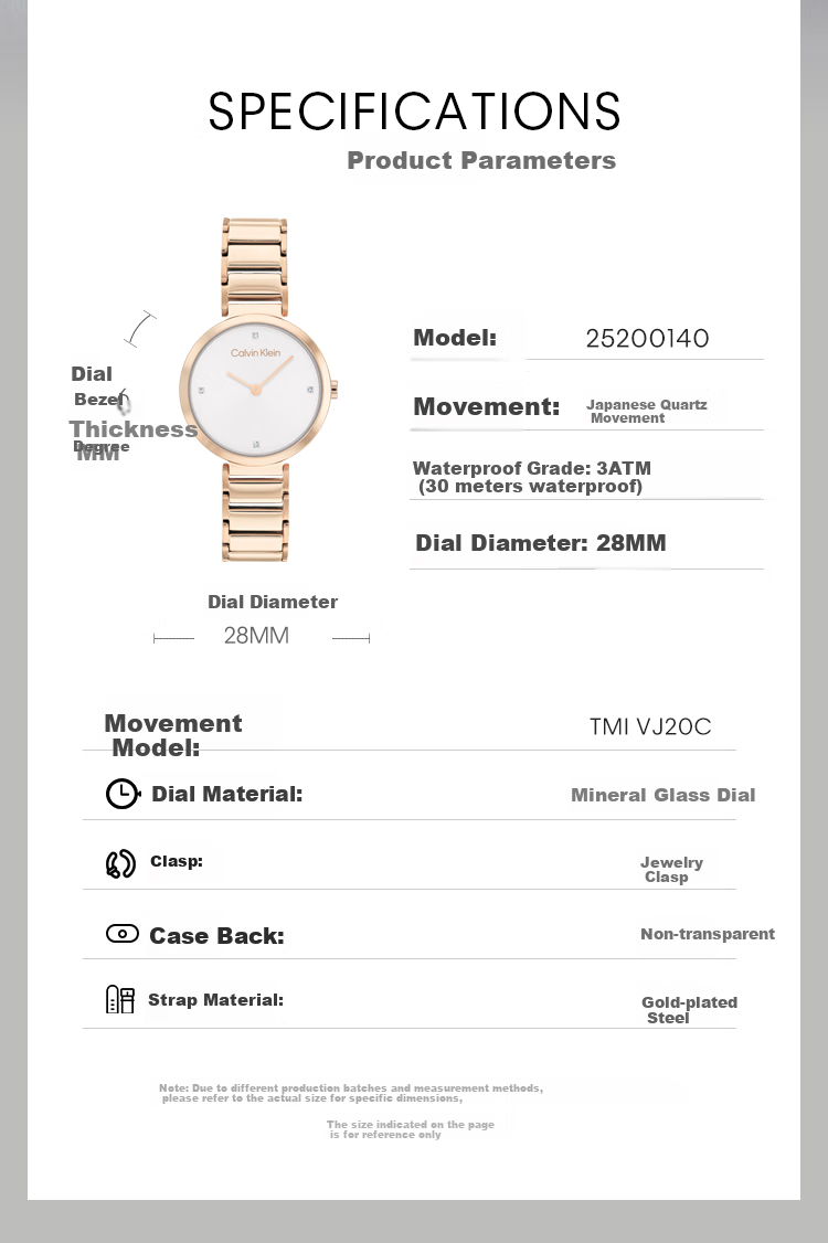 Calvin Klein CK Women's Watch, Eternal Series, Small Sparkling Diamond Quartz Gold Watch 25200140, Gift for Girlfriend on Holidays 1