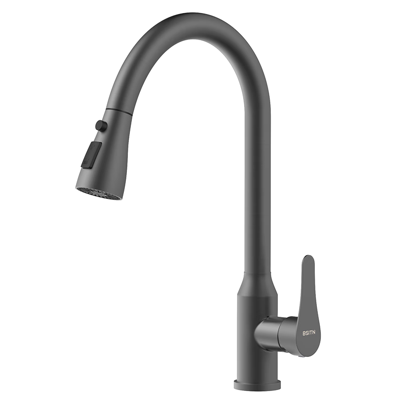 BSITN Pull-Out Kitchen Faucet Three-Function Single Cold Water Sink Faucet Rotatable Faucet for Washing Vegetables and Dishes BC003