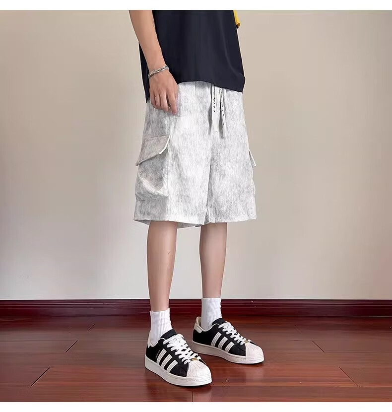 JEEP SPIRIT Men's Summer Workwear Shorts Casual Loose Ice Silk Big Pocket Black XL 9