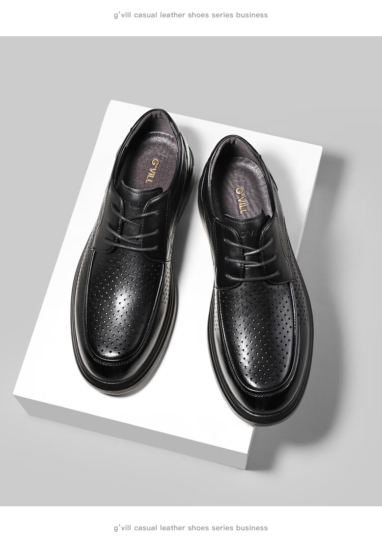 Guizhibu Men's Leather Shoes, Dress Shoes, Business Formal Wear, Genuine Top-Grain Cowhide, 2026 New Style Casual Wedding British Derby Shoes 8