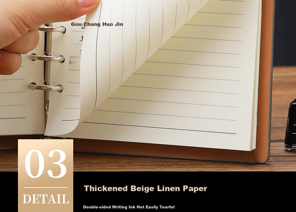 Jiaranheng A5 Thick Loose-Leaf Notebook with Clasp, Simple Stationery, Detachable Ring-Bound Loose-Leaf Journal for Business Meetings And Office Recording, Customizable Student Diary - Blue 5