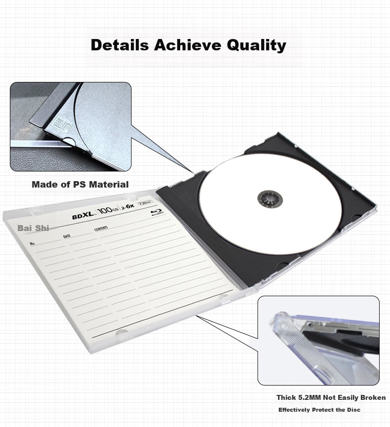 Baishiman Blue Light Printable Disc BD-R, 8x Speed, 25GB, Image Business Office Large Capacity Recording Disc, Bulk Pack of 50 Blank Discs 9