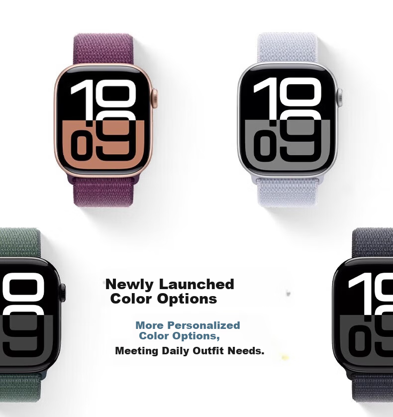 Watchbond Nylon Loop Bracelet for Apple Watch Series 12, Compatible with IWatch S11/S10/S9/8/7/6/SE3, Women's Woven Smart Sports Strap 5