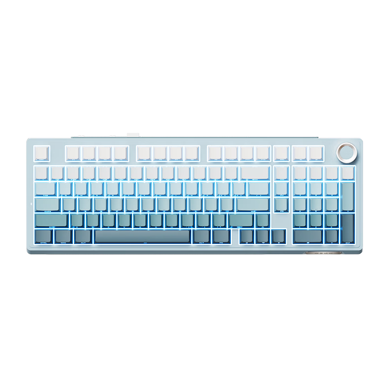 JD Original JZ990Pro Tri-Mode Wireless Bluetooth Wired Office Gaming E-Sports PBT Keycaps Home Use Gift for Boyfriend Independent Digital Durable External Mechanical Keyboard Cloud Ink Danqing