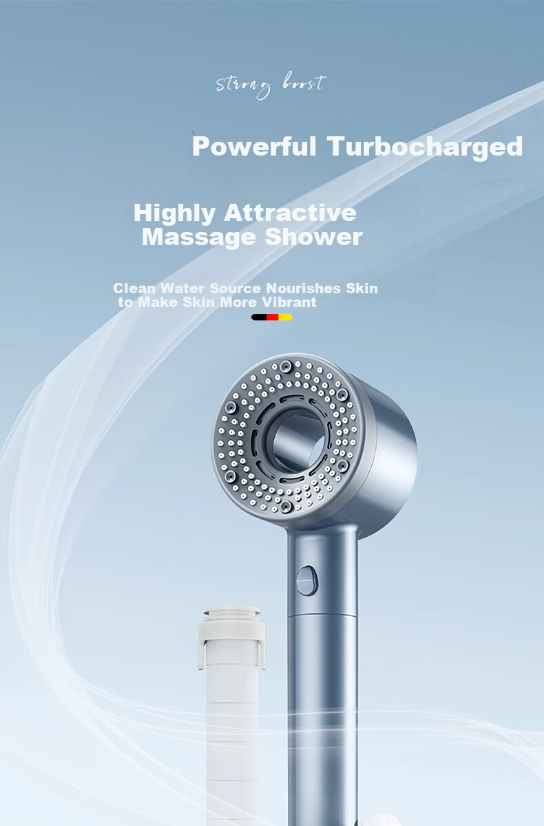 HOMK [Germany] Pressurized Shower Head Filter Set, Bathroom Shower Head Two-Piece Set Y998 1