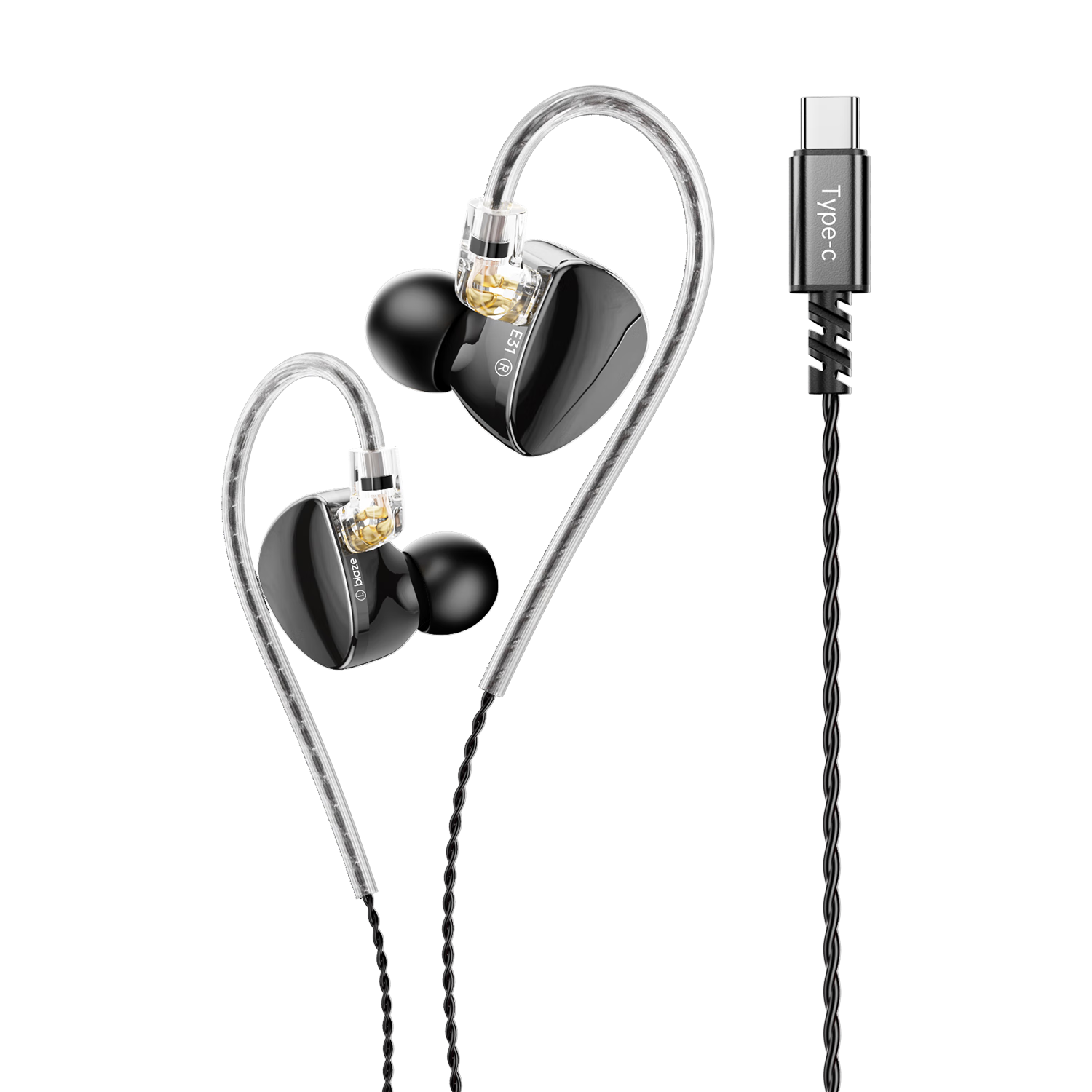 BIAZE Wired Earphones with Type-C Interface, In-Ear 0.78mm Dual-Needle Design with Microphone, Replaceable Cable, High-Quality Sound Effects, E-Sports Gaming, Triangular FPS Clear Sound Positioning