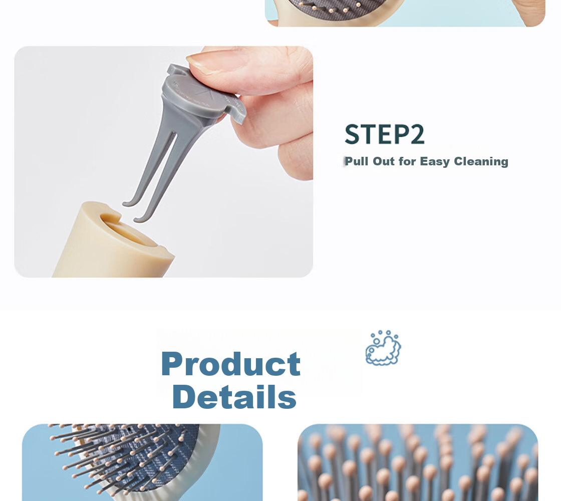 MINISO Comb, Upright Long Handle Airbag Comb, Massage Comb, Styling Comb, Hair Brush, Birthday Gift, Matcha Green + Cleaning Brush 10
