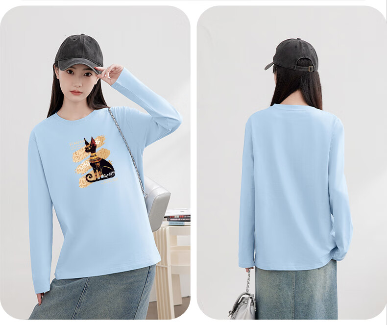 Warrior Pure Cotton Long-Sleeve T-Shirt for Women, New Spring 2026 Style, Simple Outdoor Loose-Fitting Fashionable High-End Casual Clothing 10