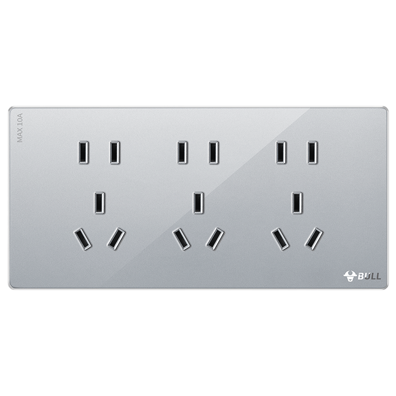 BULL Vintage Switch Socket Acrylic Ultra-thin Panel 118 Type Nine-hole Fifteen-hole Socket G70Z356 Moon Shadow Gray