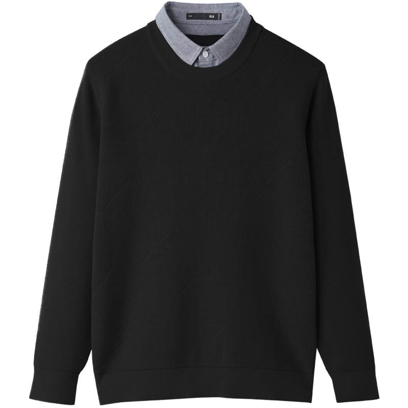 HLAHLA Men's Knitted Lightweight Business Jacquard Double Collar Sweater Winter