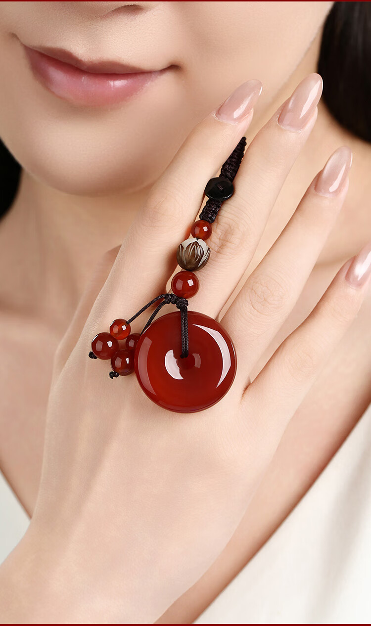 Phoenisess Jewelry Qiji Red Agate Amulet Safety Buckle Car Keychain Zodiac Year Pendant for Men and Women New Year Gift 1