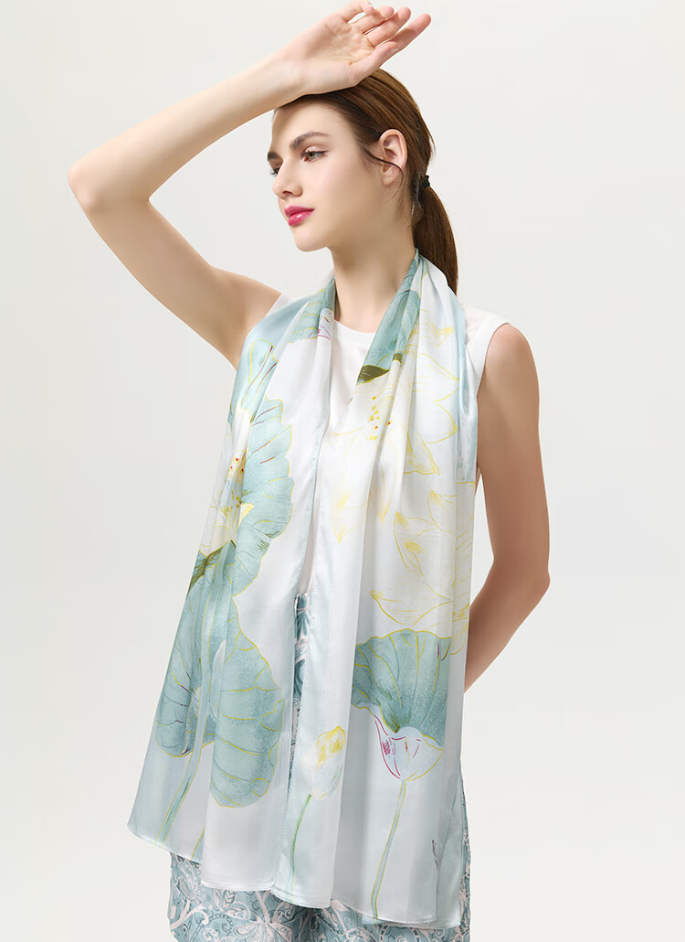 5161 100% Mulberry Silk Fashion Printed Long Scarf Women's Silk Shawl Dual-Use Holiday Gift Mall Same Style 21
