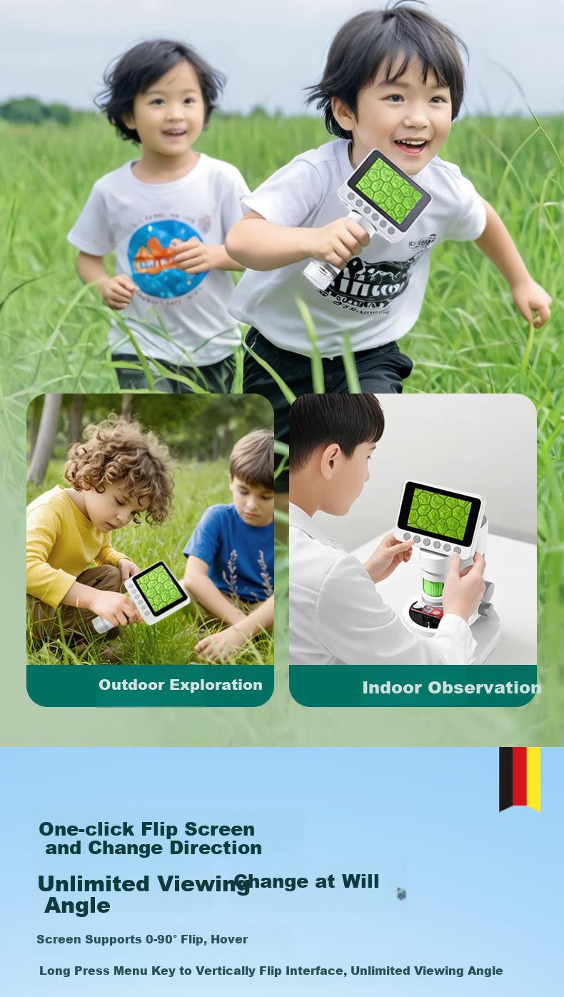 Bresser Microscope for Children, Middle School Students And Elementary School Students, Professional Electronic with Display Screen to View Bacteria, New Year Gift 9