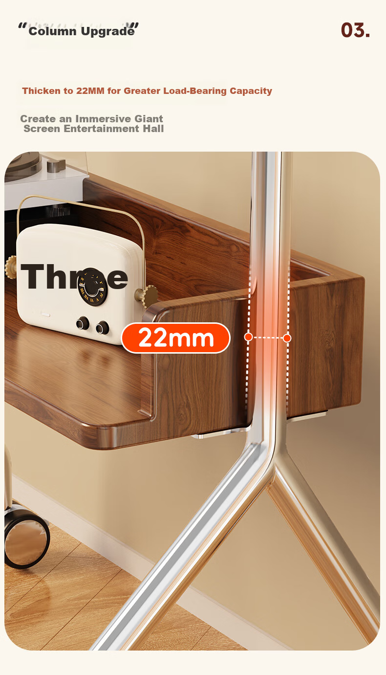 CABTE Stainless Steel Mobile TV Stand, Universal TV Cart for 32-75 Inches, Movable Trolley, [32-75 Inches] Stainless Steel Load-bearing/pallet Tray 5