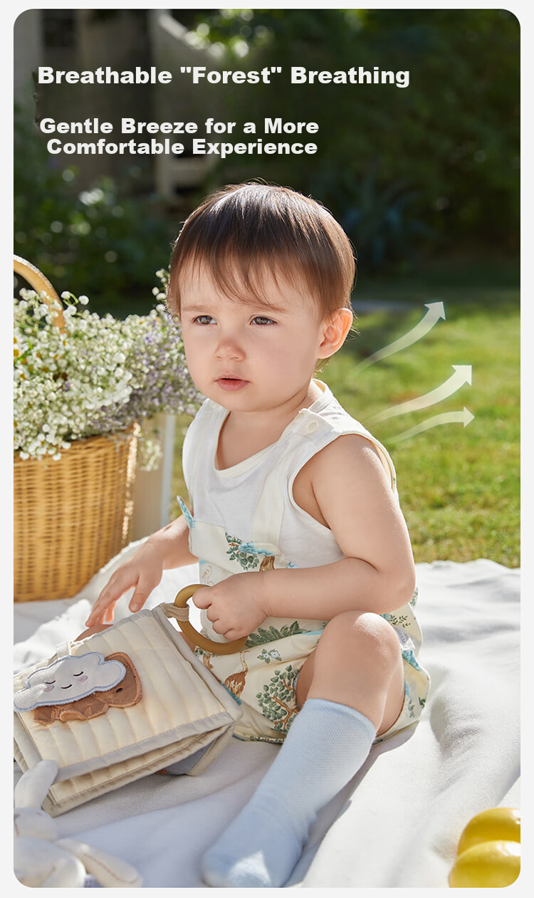 PurCotton Baby Clothes, Summer Thin Style, Newborn Onesie, Outdoor Bodysuit, Infant Sleeveless Romper, Abundant Leaves, Size 80 3