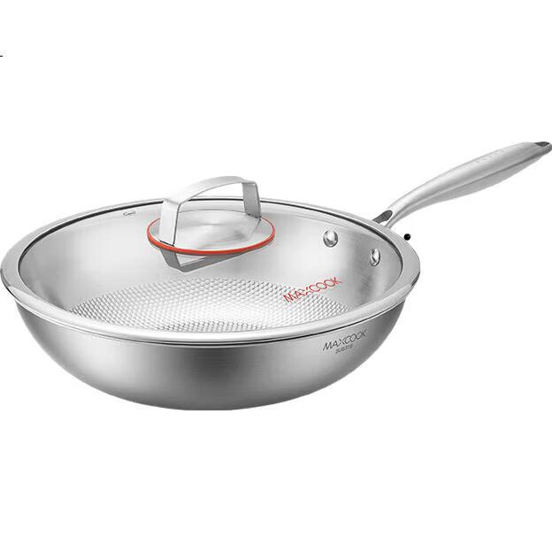 Сковорода MAXCOOK MCC2072, 34 см, из нержавеющей стали 316, с крышкой, трехслойная, для индукционных и газовых плит