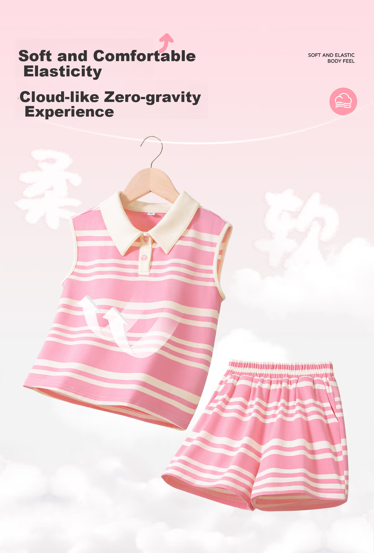 TonLion Girls' Summer Outfit Set, Lightweight POLO Sleeveless Vest, Girls' Shorts Set, Summer Sports Pants Skirt, No Exposed Ski 5