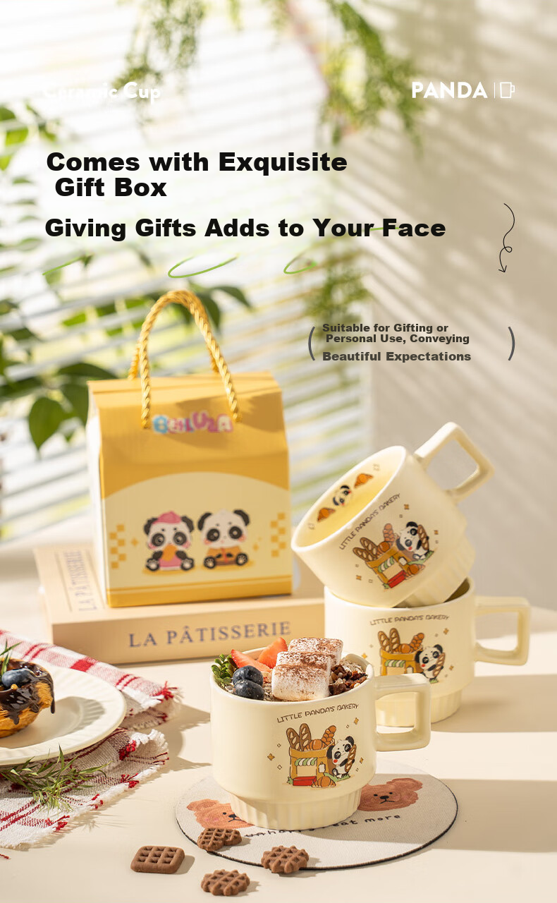 CAIZHI Ceramic Mug, Milk And Water Cup, Birthday Gift for Best Friends, Boyfriend Or Girlfriend, Small Panda Cup, CZ6992 7