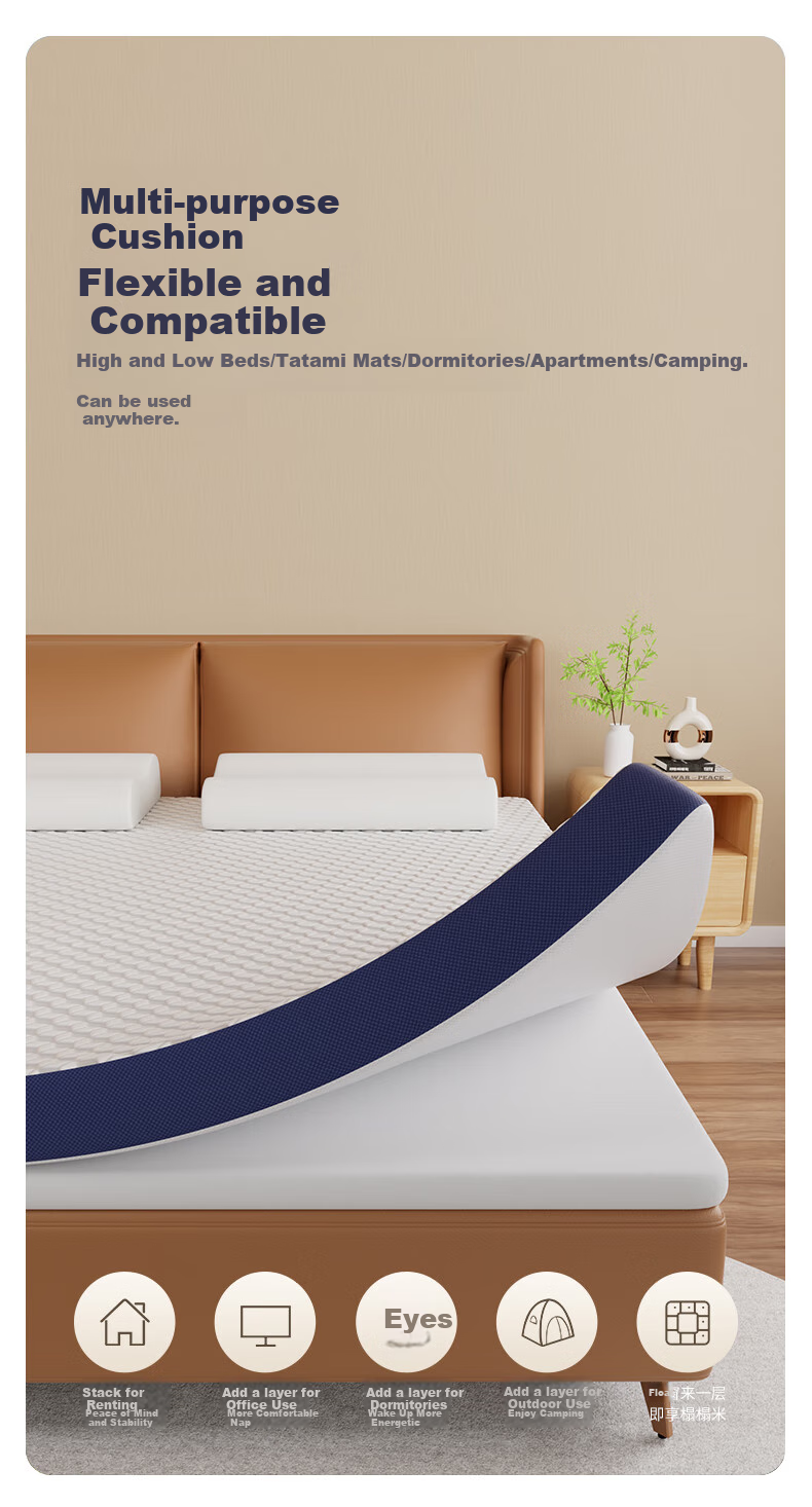 La Torretta Memory Foam Mattress, Class A 35D Antibacterial Slow Rebound Bed Pad, Double Foldable Tatami for Two People, 1.8x2 Meters 3