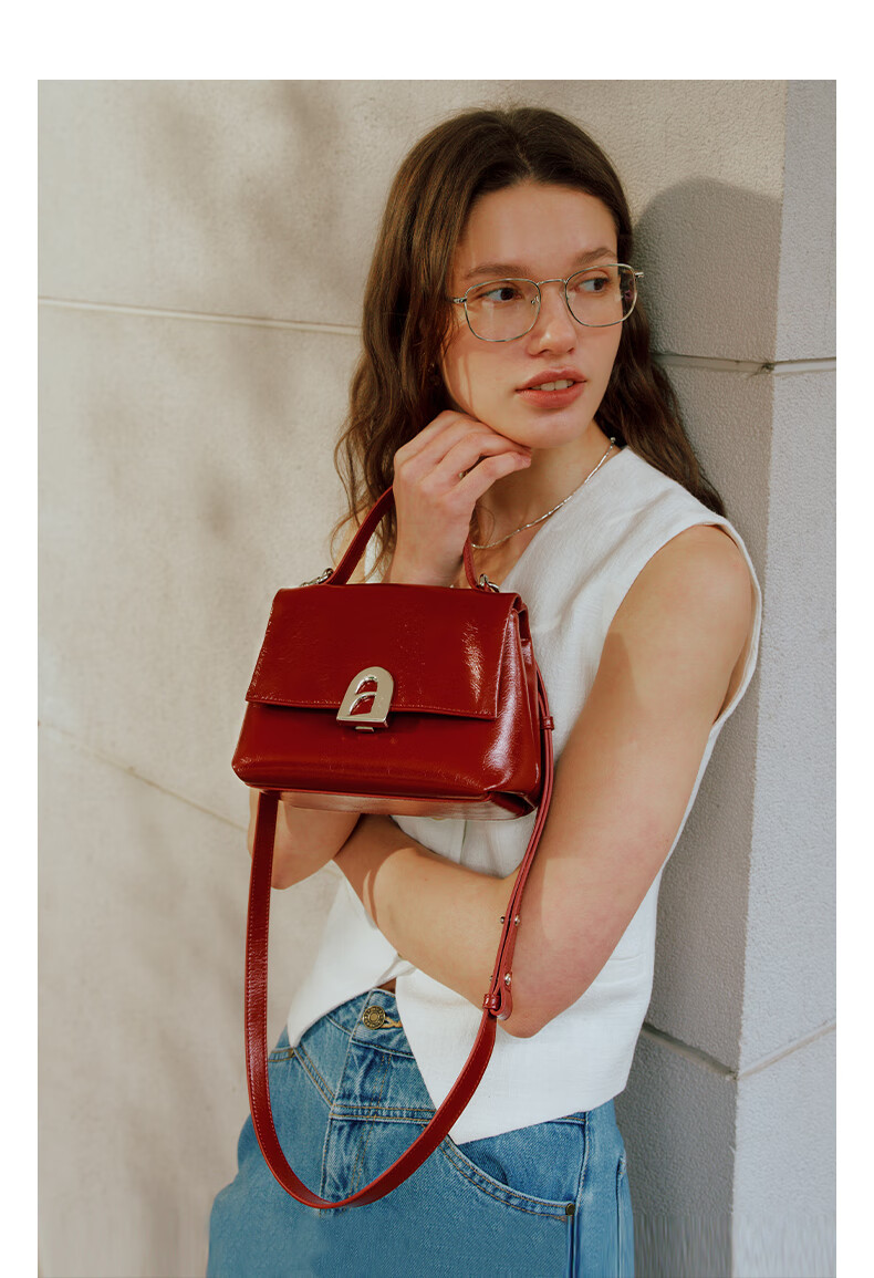 La Festin [He Hongshan's Style] Small Collapsible Handbag, Women's Shoulder Crossbody Kelly Bag, Birthday Gift for Girls 4