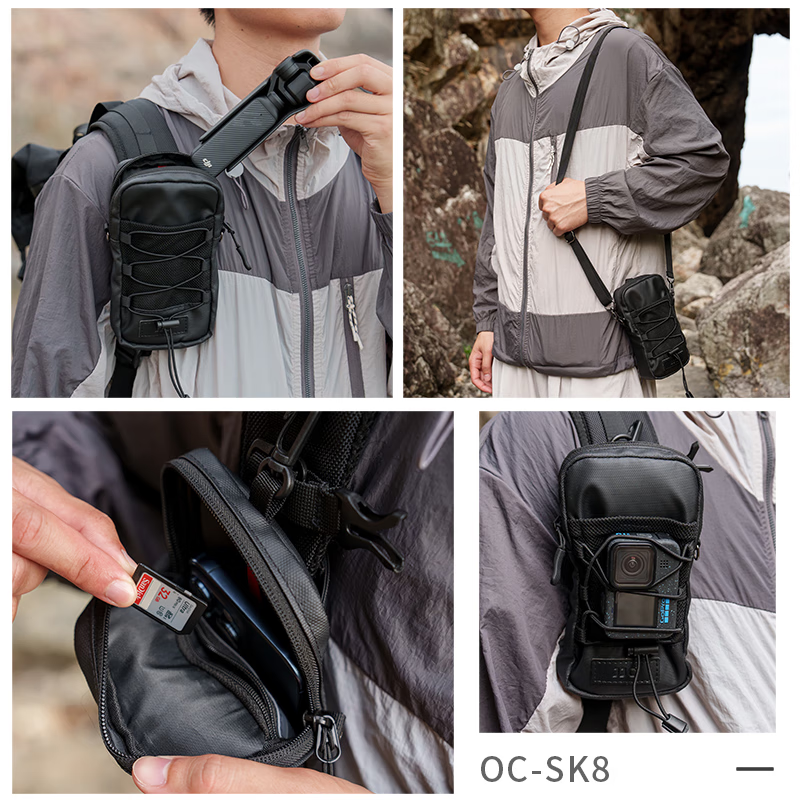 JJC Outdoor Sports Phone Pouch, Running Backpack with Side Pocket, Action Camera Holder, Hiking And Trekking Expansion Pack