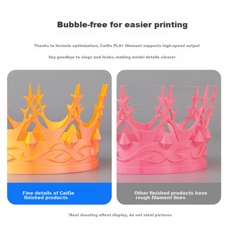 Caige 3D Printing Filament PLA+ 1.75mm Compatible with Tuozhu, Chuangxiang Sanwei, Duoku, Jiguang Erwo 3D Printer Drawing Pen Line Material, Gray, 1kg
