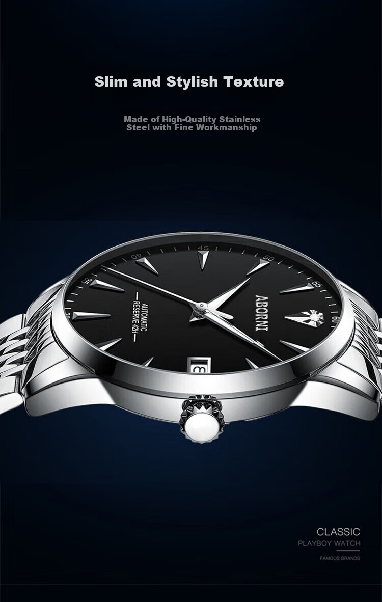 ABORNI Quartz Watch for Men, Mechanical Feel, Business Casual, Fashionable Chinese Brand, New Year's Gift for Boyfriend Or Husband 14