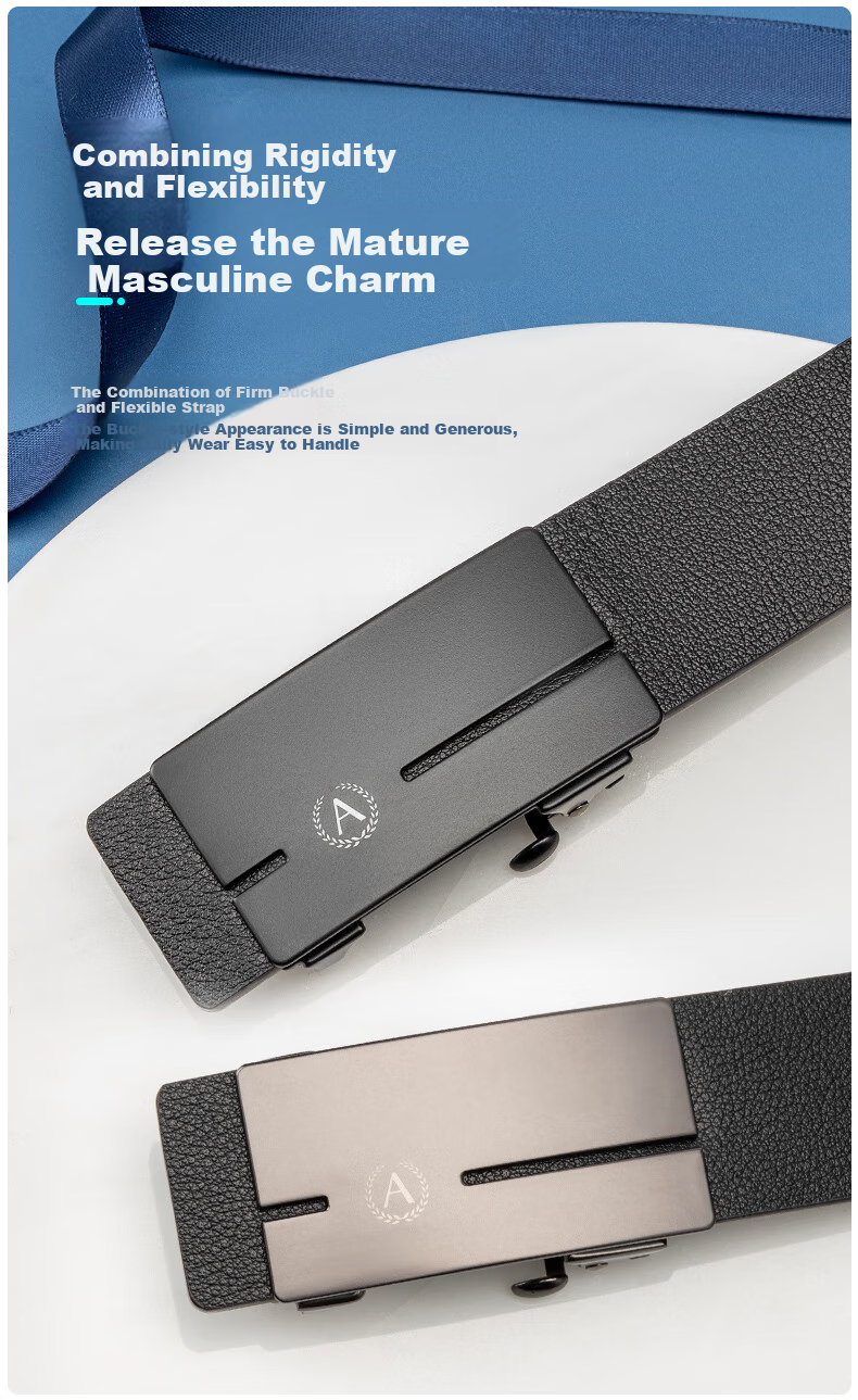 Aokang Men's Belt, Top-Grain Leather, Automatic Buckle, Inner Belt, Birthday Gift for Husband 2