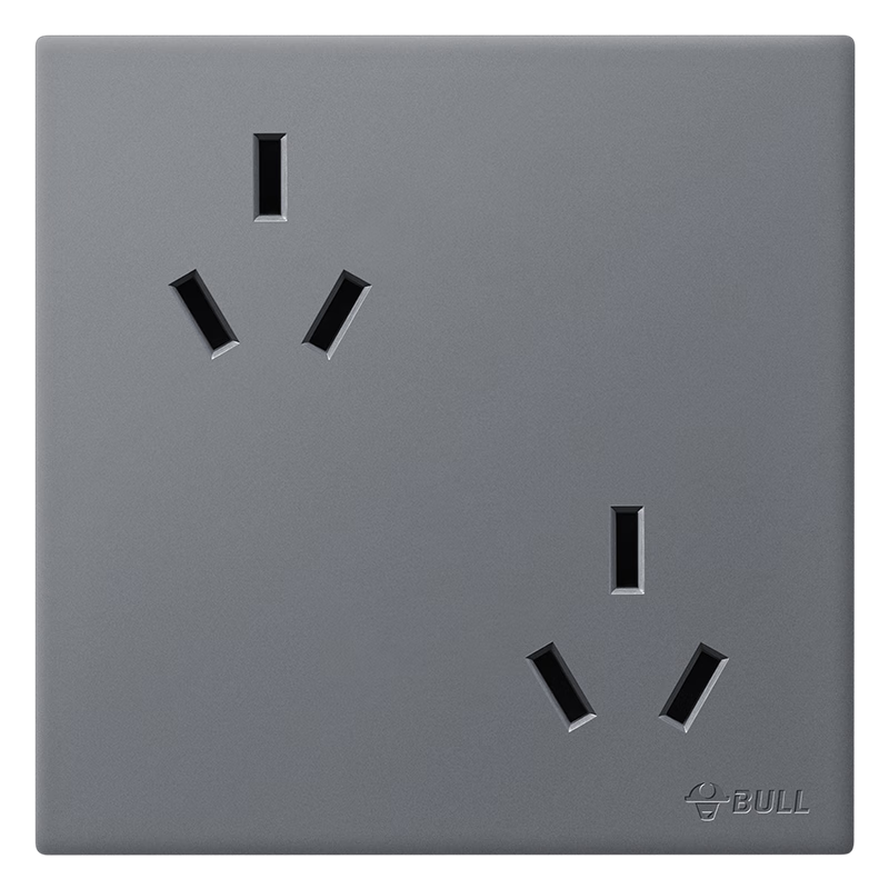 BULL Switch Socket G60 Series Six-Hole 10A Socket, 86-Type Ultra-Thin Socket Panel, G60Z233 Phantom Gray