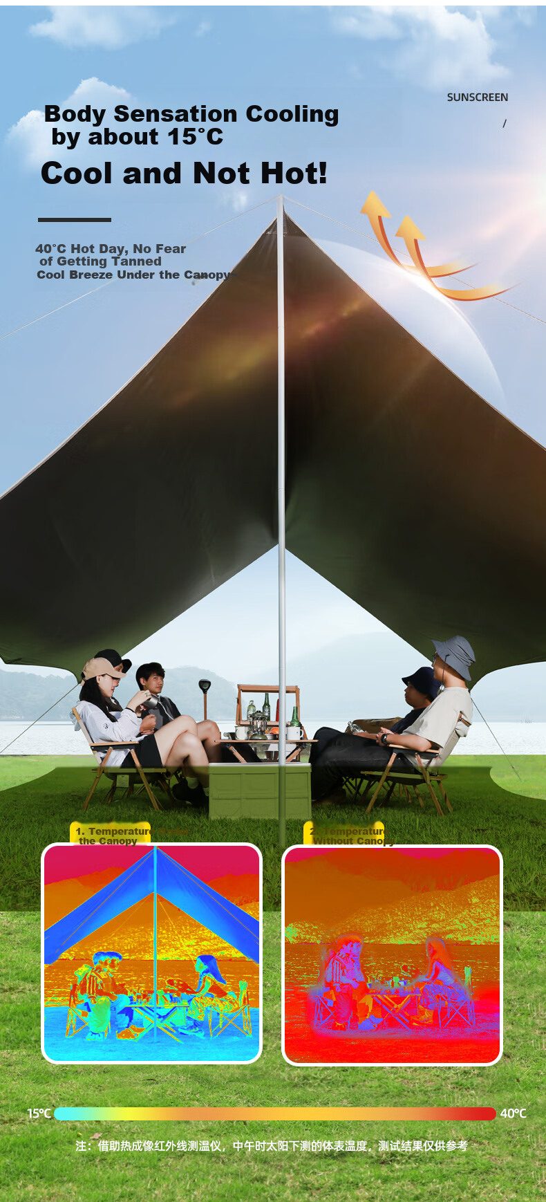 CAMEL Titanium Black Vinyl Canopy Tent, Outdoor Camping Equipment, Picnic Sunshade, Rainproof And Sun Protection Tarpaulin, 133CA6B014 5
