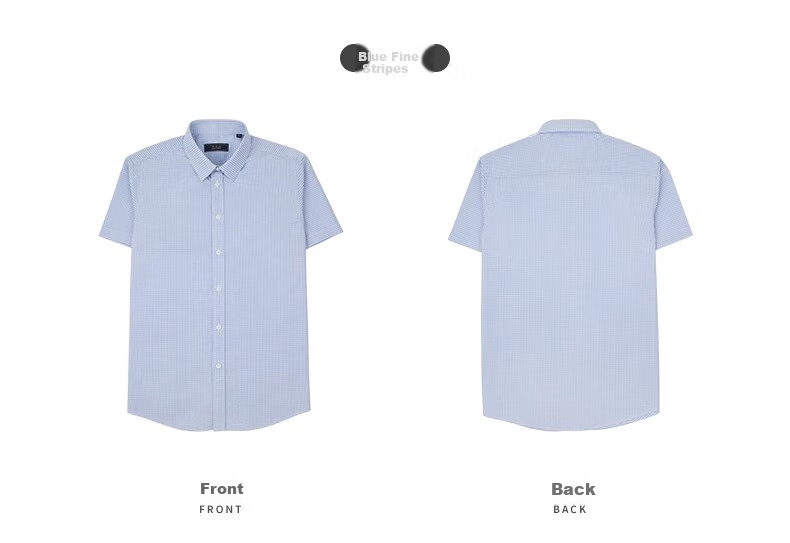 BLACKMONDAY Pure Cotton Plaid Shirt for Men, Short-Sleeved Thin Style, All-Cotton Liquid Ammonia Wrinkle-Resistant No-Iron Formal Business Casual Shirt 15