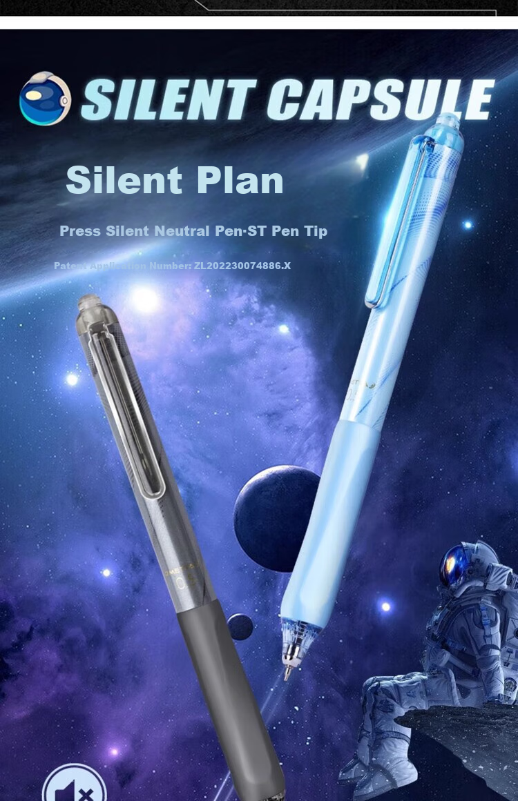 BEIFA Silent Pen, St Retractable Gel Pen, 0.5mm Quick-Drying High-Quality Design, Student Exam Practice Business Office Signature Pen, 5 Pens 10 Refills [Back-To Essential] 1