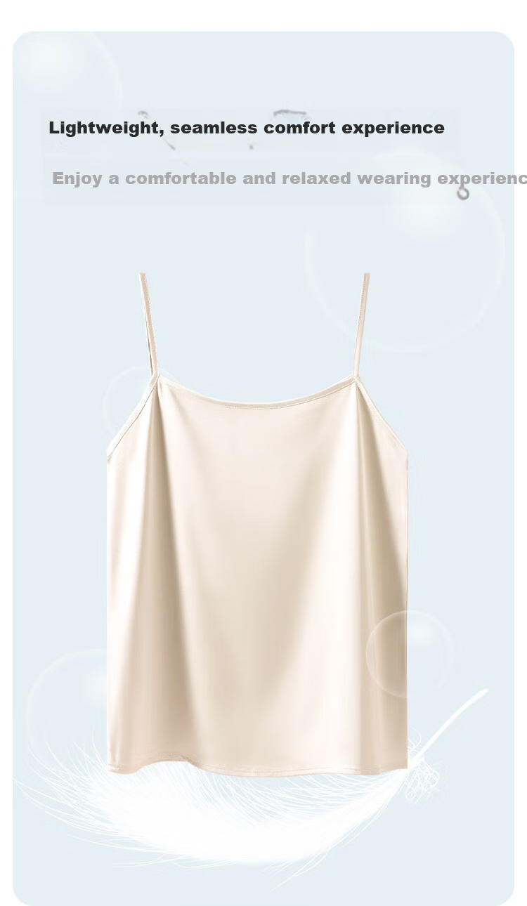 MiiOW Women's Camisole Tank Top for Spring And Autumn, Inner Wear Or Outer Wear, Beautiful Back Design, Faux Silk Thin Strap Basic Versatile Undershirt 5