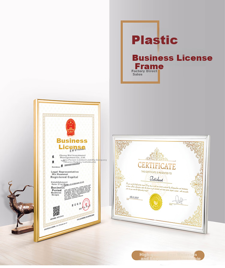 Jinlongxing Business License Certificate Frame A4 Aluminum Alloy Vertical Version, Suitable for Three-In Certificates, Enterprise Office Use, Honor Certificate Frame, Tight Corner Seams, Durable, Colorfast 1