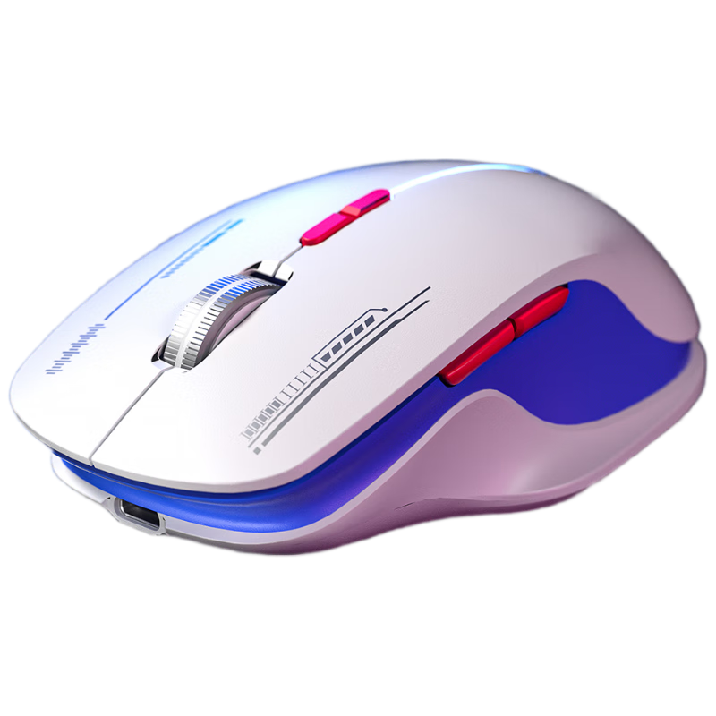 AOC MS400 Wireless Bluetooth Dual-Mode Mouse RGB Gaming Mouse Rechargeable Portable Laptop Mouse Light Blue White