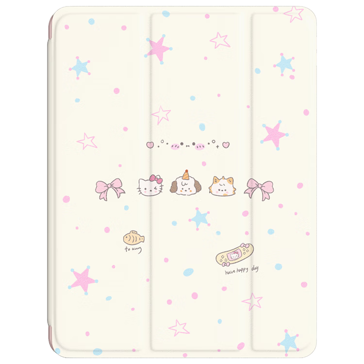 Kelimann iPad Air 8/7/6 Tablet Case 11-inch Protective Cover 2026/25/24 Shockproof Cooling Acrylic Pen Slot Rotatable Unisex - Starry Cat