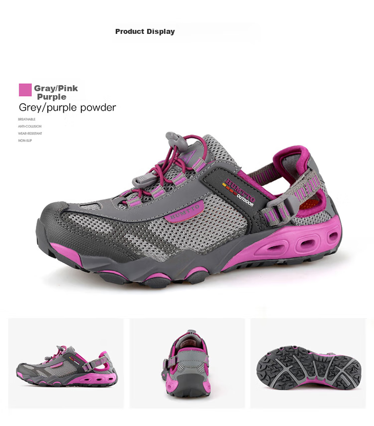 HUMTTO Summer River Tracing Shoes, Breathable Quick-Drying Outdoor Water Shoes, Comfortable Shock-Absorbing Hiking Shoes for Women, Beige/purple, Size 38 8